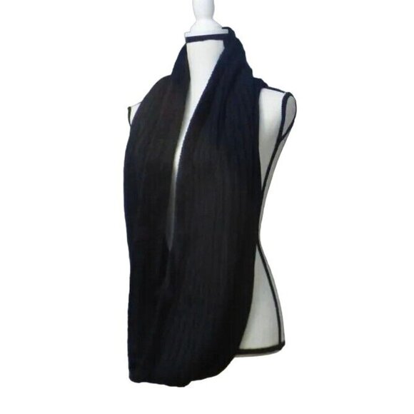 DKNY Fleece-Lined Knit Infinity Scarf, Black - Picture 9 of 11